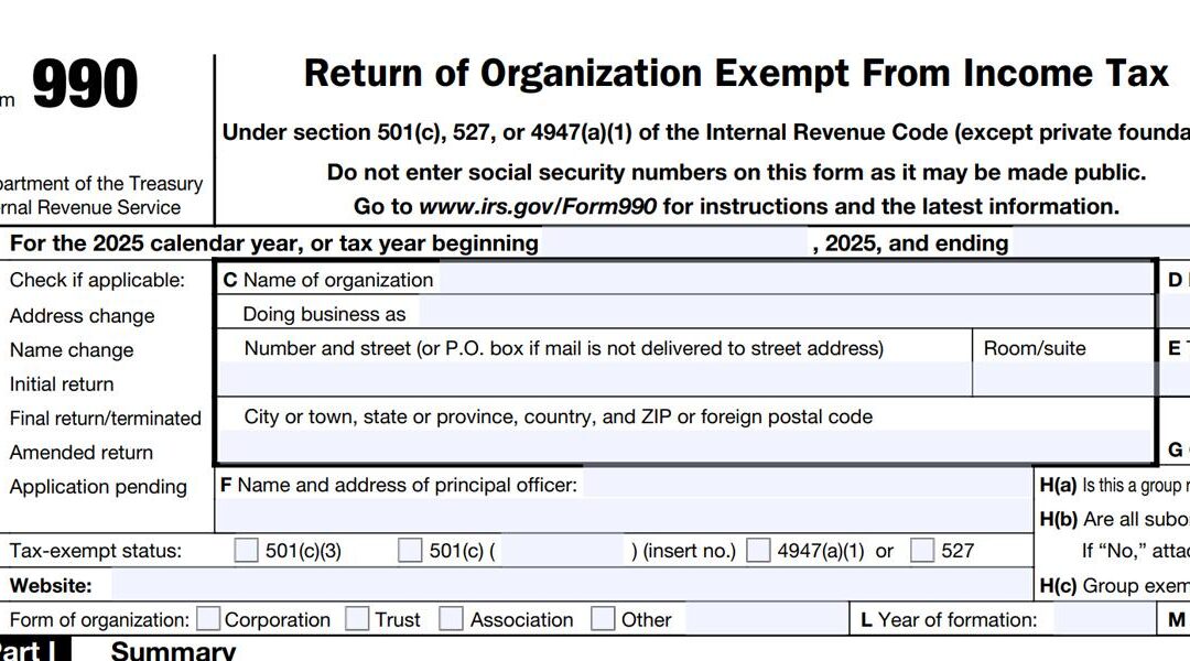 Reworking Of Federal Form 990 Set To Begin